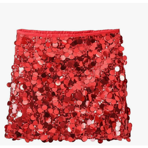 RanRui Sequin Mini Skirt for Women - High Waist, Satin Size M