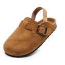Toddler Suede Clogs with Strap Kids Suede Clogs Slippers Adjustable Straps for Boys Girls Indoor & Outdoor Slip-on Kids Shoes Brown