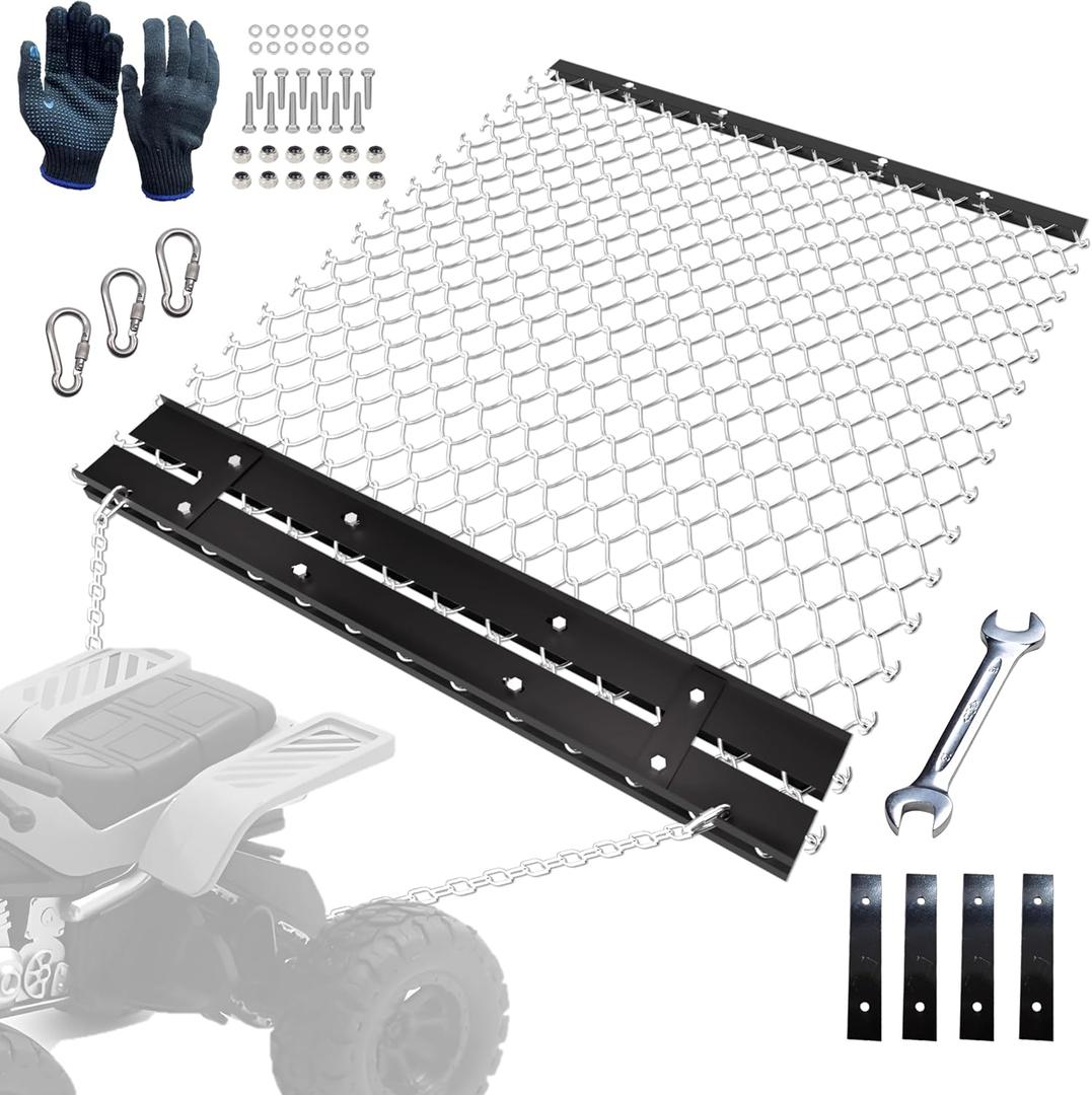 4' x 5' ATV Drag Harrow - Rust-Resistant Chain Harrow, UTV Tractor Attachment for Landscape Leveling, Gravel Driveway Grading, Sod Prepping, Field, Yard, Farm, and Garden Towing