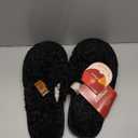 EverFoams Women's Fuzzy Slip-on Slippers Warm Cozy Soft Lightweight Memory Foam Indoor House Shoes Black, 7-8 US