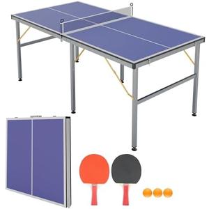 9FT/8FT /6FT Table Tennis Game Set, Professional Indoor/Outdoor Foldable Ping Pong Table with Waterproof Net for Adults/Teens,2 Paddles and 3 Balls- Single Player Playback Mode -Quick Assembly