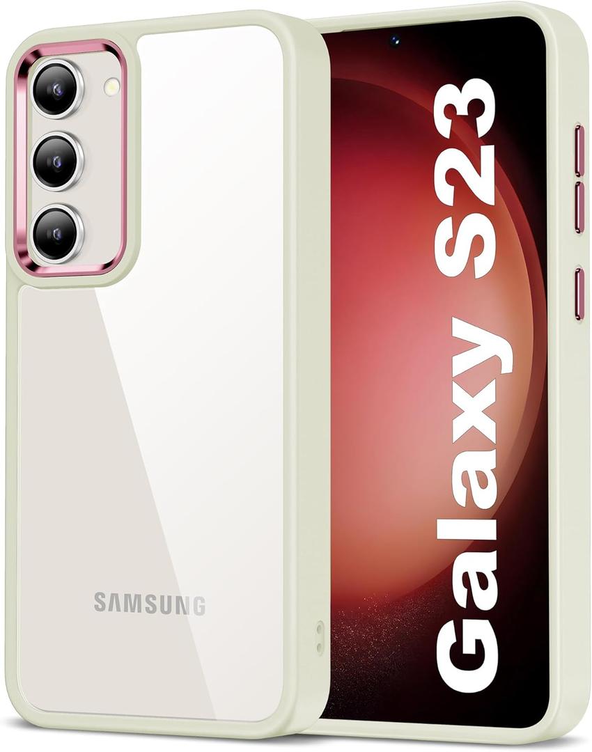 HOOMIL Case for Samsung Galaxy S23 (ONLY, Not Fit Plus, FE, Ultra), Non-Yellowing, Drop Protection, Anti-Scratch Transparent Hard Back Phone Cover - White