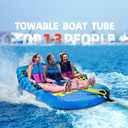 KMJETNIVY Towable Tubes for Boating Person,Pull Tube, Super Sofa Tubes for Boats,Inflatable Boat Tube,Front&Back Tow Points w/Heavy-Duty Thick Nylon Cover for Water Sports (3)