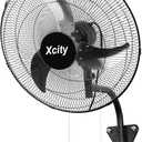 18 inch Industrial Wall Mounted Oscillating Fan, 3-Speed, High Velocity, Max 4200 CFM, Adjustable Tilt, Heavy Duty Metal Outdoor Fans for Patio, Garage, Workshop, Warehouse, Black