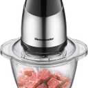 Electric Food Chopper, 5-Cup Food Processor by Homeleader, 1.2L Glass Bowl Grinder for Meat, Vegetables, Fruits and Nuts, Stainless Steel Motor Unit and 4 Sharp Blades, 300W