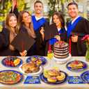 2 x 2025 Graduation Plates and Napkins ,Blue and Gold Class of 2025 Congrats Tableware,Disposable Luncheon Plates & Cocktail Napkins for Graduation Party Decorations,Serve 30