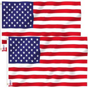 Anley Pack of 2 Fly Breeze 3x5 Foot American National Polyester Flag - Vivid Color and Fade proof - Canvas Header and Double Stitched - US National Flags with Brass Grommets 3 X 5 Ft