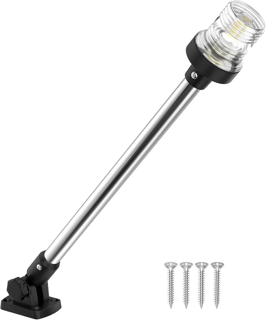 24 Inches Anchor Light Stern Light for Boats, White Boat Navigation Lights LED Waterproof IP67, Rear LED Marine Running Lights for Pontoon, Jon Boat, Fishing Boats