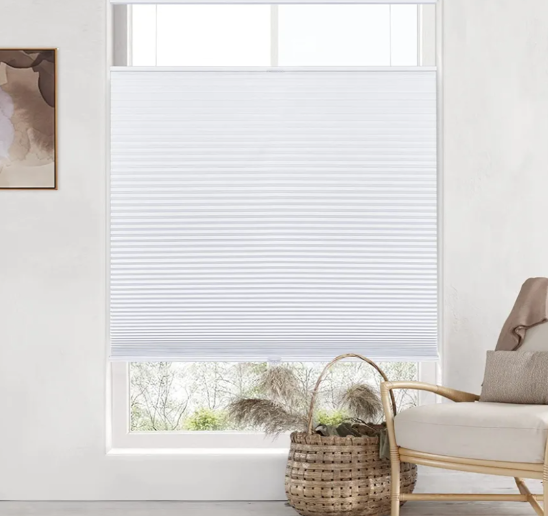 LazBlinds No Tools No Drill Cordless Cellular Shades, Gradient Window Blinds Light Filtering Honeycomb Blinds for Window Size 38" W x 64" H, Grey