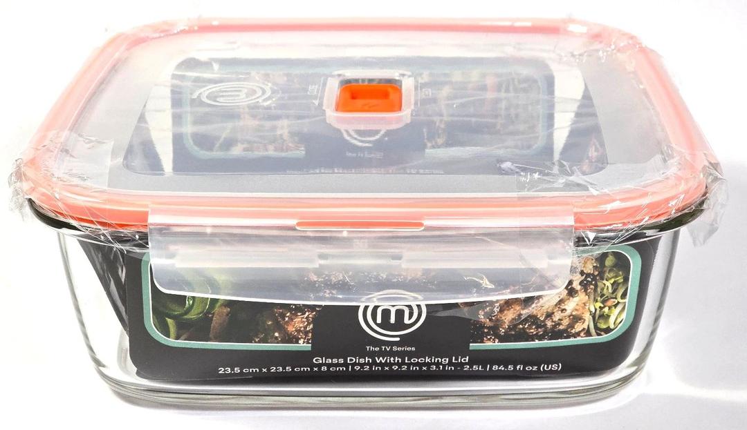 Masterchef Rectangular Glass Dish With Lid 2.5L