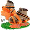 Lawn Aerator Shoes for Grass.Metal Bottom Double Layer Soil Yard Aerator Lawn Tool,Lawn Spike Shoes for Patio Garden Manual Air Aeration Tool for Lawn (Orange)