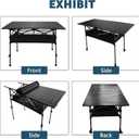 Camping Table Folding Portable Table 47.24” X 21.65” Roll-up Picnic Table with 2 Adjustable Height for Picnic, Camping, Beach, BBQ, Party, Backyard, Black