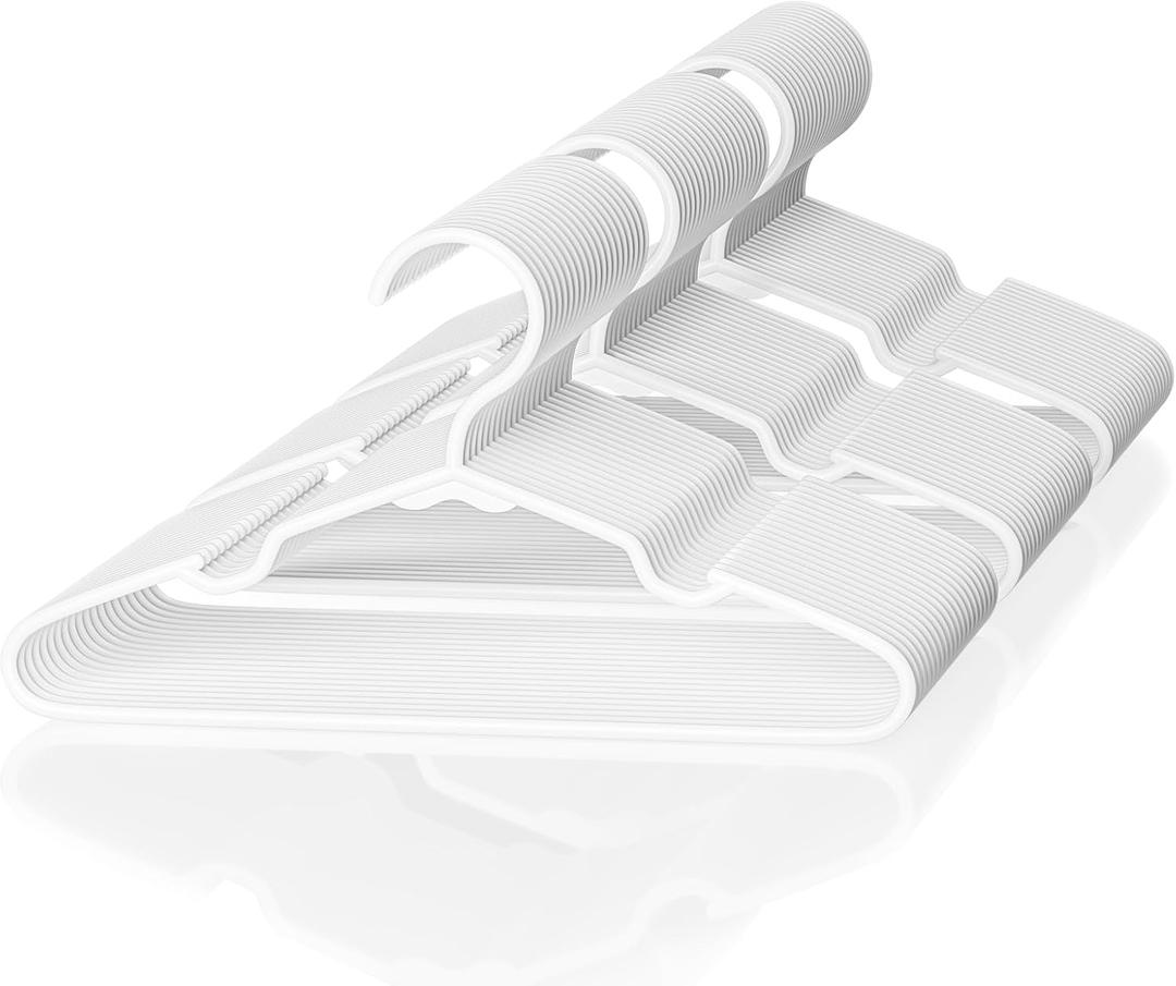 VTRIN Baby Hangers 60 Pack Large Capacity Hard Plastic Kids Hangers Suitable for All Clothes of Infant and Toddler, Such as Short, Shirts and Thick Coats, for Kids Clothes (White)
