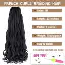 COOKOO 9 Packs 75g/Pack French Curl Braiding Hair 22 Inch Natural Black Pre Stretched Bouncy Braiding Hair Loose Wavy Crochet Braids Hair French Curls Synthetic Hair Extensions for Boho Box Braids 1B#