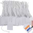 Price Tags with Strings Attached, 132 pcs Marking White Merchandise Hang Tags Labels for Goods Gifts Jewelry Clothing Garage Yard Rummage Sale Supplies 1 3/8" x 2 1/8"
