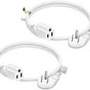 FIRMERST 1875W 15A Extension Cord 2 Feet 14/3 Flat Plug White, Pack of 2