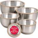 Ziruma Non-Toxic Mixing Bowls with Lids Set, Stainless Steel & Glass,  Plastic Free Bowls with Silicone Non-Slip Base, Dishwasher Safe Mixing Bowl Set