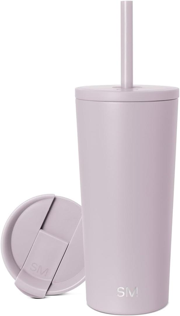 Simple Modern Insulated Tumbler with Lid and Straw | Iced Coffee Cup Reusable Stainless Steel Water Bottle Travel Mug | Gifts for Women Men Her Him | Classic Collection | 20oz | Lavender Mist
