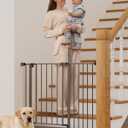 InnoTruth 29.540.75" Baby Gate for Stairs, 30" Tall Dog Gates for Doorways & Hallways, Safety Gate for Kids & Pets, Pressure-Mounted Walk-Through with Dual Lock & 2-Way Swing, Brown