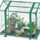 Mini Greenhouse with Potting Mat for Indoor Plant, Heavy Duty Portable Green House with Waterproof Pot Pad for Small Plants, Clear Small Plant Tent for Seed Humidity (Green)