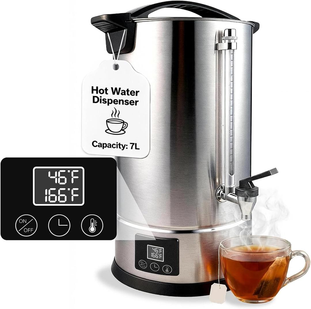 Hot Water Dispenser, 7L(30 Cups) Hot Water Boiler Urn, 304 Stainless Steel Electric Water Boiler, Digital Temperature Control, Keep Warm, Boil-Dry Protection, for Tea, Coffee & Baby Formula