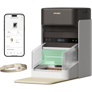 PETLIBRO Upgraded RFID Automatic Cat Feeder, 5G Wi-Fi Automatic Pet Feeder, 3L Auto Cat Feeder App Control with Light Collar Tag, Tag Activated One Automatic Cat Food Dispenser 1-10 Meals Control (Black)