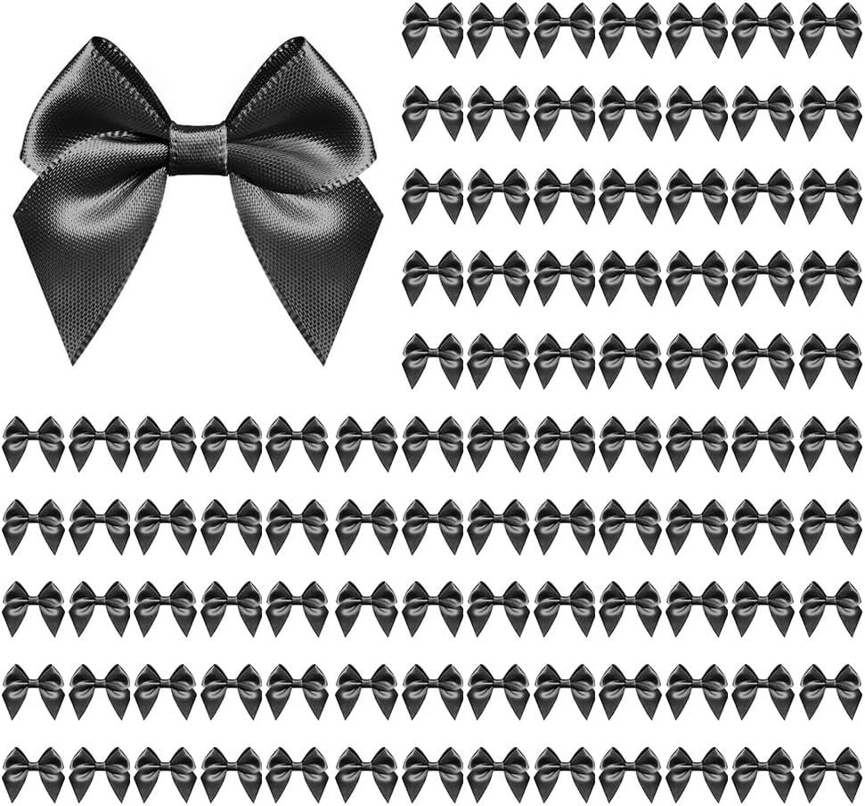 100 PCS Bows for Gift Wrapping, 2.75" Satin Ribbon Bows with Double-Sided Tape, Small Bows for Crafts, Bow Decor, Mini Bows Decorations for Party Baby Shower Birthday Wedding (Black)