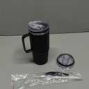 Sursip 24 oz Insulated Cup with Handle, Double Wall Vacuum Stainless Steel Tumbler with Straw and 2 Lids, For Cold/Hot Drinks, Coffee Travel Mug for Car/Home/Office/Party/Camping (Black-1 Pack)