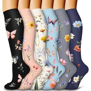 6 Pack Copper Compression Socks for Women and Men Circulation-Best Support for Medical, Running,Nursing,Athletic OneSize