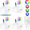 Rechargeable RGBW Spotlights Indoor Decor, 4 Pack Wireless Tree Spotlight Indoor, Picture Lights with Remote 13 Color Change Floor Uplight, Accent Lights for Plant Holiday Party