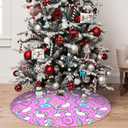 Christmas Cat Tree Skirt Holiday Party Traditional Xmas Tree Mat Ornaments Tree Skirt for Christmas Decoration 36 Inch