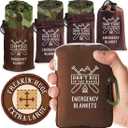 Don't Die In The Woods - Freakin Huge Emergency Blankets [4-Pack] Extra-Large Thermal Mylar Space Blankets with Ripstop Nylon Stuff Sacks + Carabiner Zipper Pack [Woodland Camo]