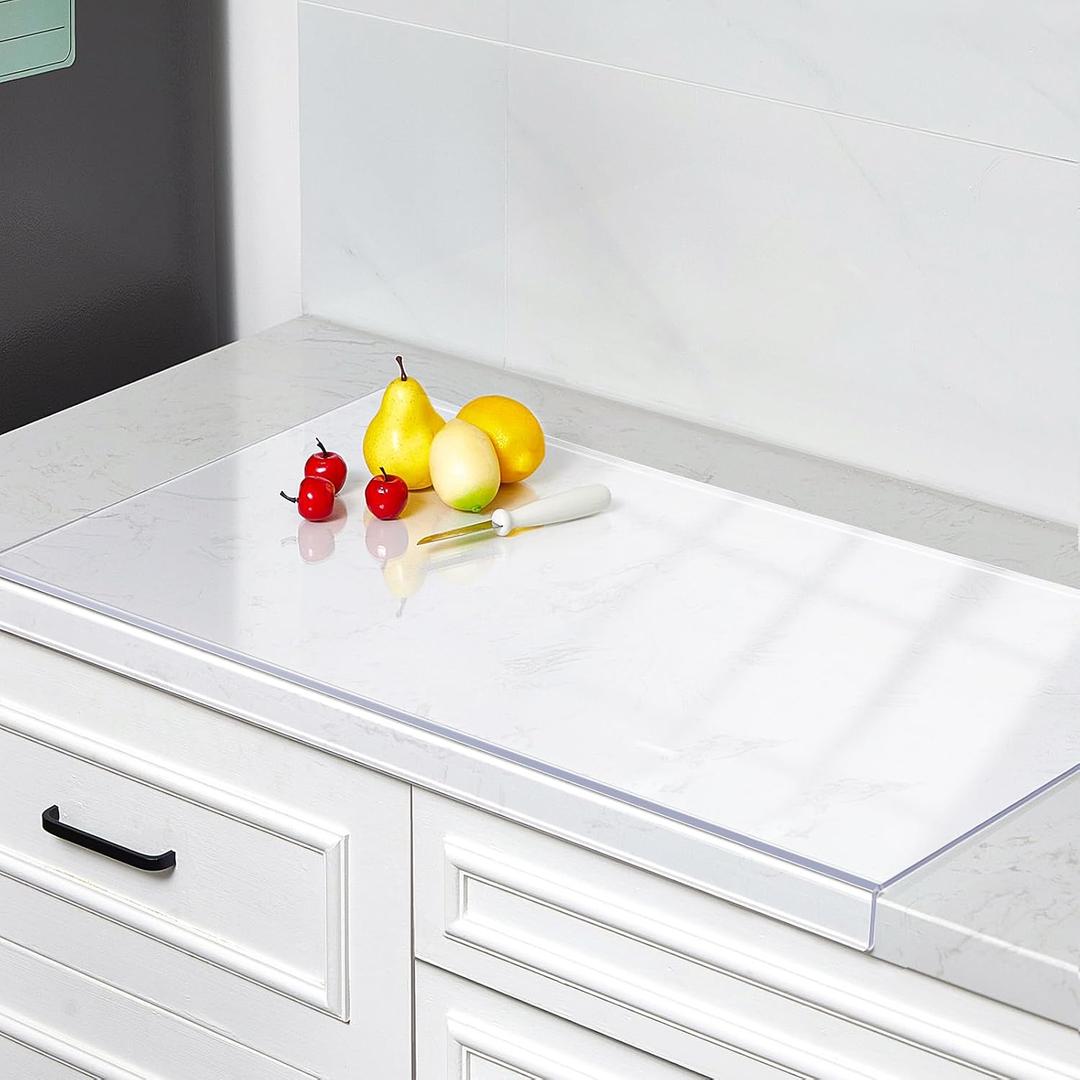 Wesiti Large Acrylic Cutting Board with Lip Non Slip 36"L X 24"W Clear Cutting Board Chopping Acrylic Countertop Protector Cover Shatter Resistant for Home Restaurant Kitchen Sink Stove, 37.4"L x 25.6"W