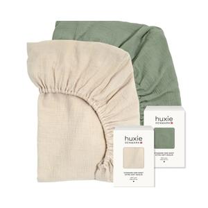 Crib Sheets – Organic Cotton Muslin Fitted Crib Sheet – Standard Size for Baby Boy and Baby Girl 28" x 52" Ultra-Soft and Breathable. 2-Pack (Fog/Roman Green)