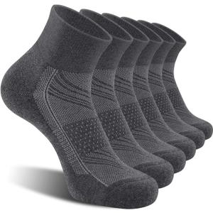CelerSport 6 Pack Men's Ankle Socks with Cushion, Sport Athletic Running Socks (9-12, Dark Gray)