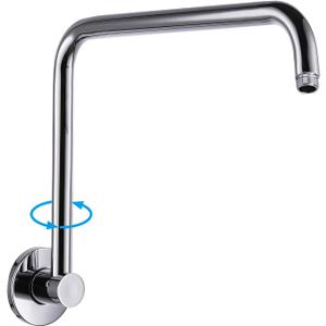 PHASAT 14.8 Inches Shower Arm Extension,S shaped Shower Arm with Flange,304 Stainless Steel High Rise Shower Head Arm Chrome,PU9D01-S