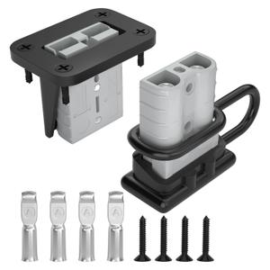 Muelnmey 50 Amp Battery Quick Connect/Disconnect Connector Kit, 8AWG 1.25FT Battery Cable Connector with Mounting Bracket Waterproof Cap for Cars, Winches, Trailer(2 Pack) - Gray