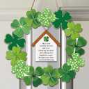 St Patricks Day Shamrock Wreath for Front Door 12 Inch, Irish Blessing St Patrick's Day Door Decorations, Saint Patricks Day Lucky Door Sign Door Hanger Wall Decor, March Irish Wreaths