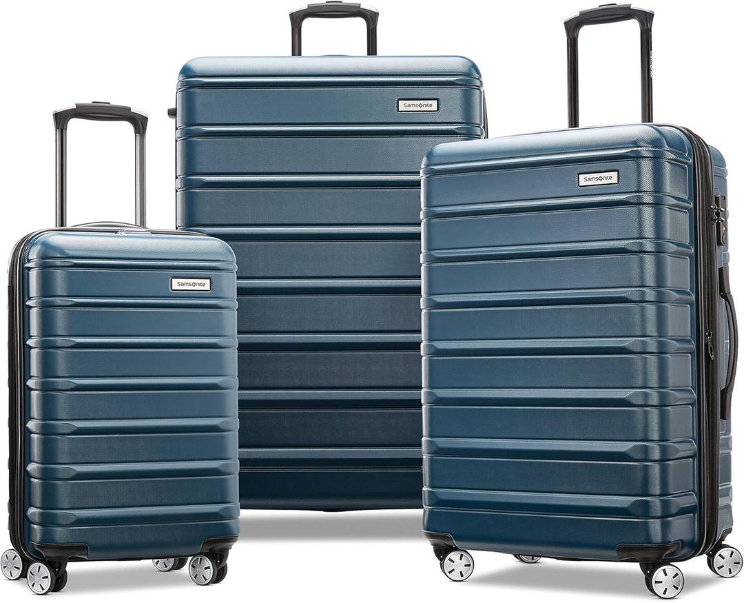 Samsonite Omni 2 Hardside 3 Piece Set - Includes Global Carry-On, Medium, & Large Checked Suitcases - 360° Dual Spinner Wheels - Integrated TSA Lock & Expansion - Nova Teal