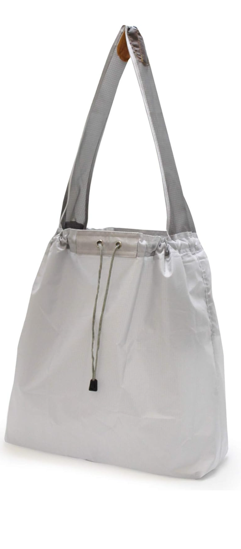 Ripstop Nylon Foldable Reusable Grocery Shopping Bag with Pouch & Inner Pocket, Draw-String