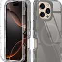 I-HONVA for iPhone 16 Pro Max Case Clear [Non Yellowing] [Compatible with MagSafe] Shockproof 3-Layer Full Body Protection Rugged Heavy Duty Cover Case for Apple iPhone 16 Pro Max 6.9",Black