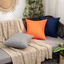 MIULEE Pack of 2 Decorative Outdoor Waterproof Pillow Covers Garden Cushion Sham Throw Pillowcase Shell for Fall Patio Tent Couch 16x16 Inch Orange