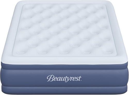 Beautyrest 17" Supreme Air Auto Shut-Off Air Mattress with Built-in SureLock Pump, Puncture-Resistant Dura-Vinyl, Raised Edge Support, Supports 650 lbs, Best for Home, Camping, Guests, Queen
