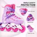 SWAY Inline Skates 4 Size Adjustable for Girls and Boys, All Wheels Light Up, Outdoor Inline Skates for Kids and Youths Age 4-16, Lightweight & Comfortable for Beginner (Purple)
