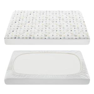 TILLYOU Pack and Play Sheet - Soft Quilted Crib Cover Pad, Toddlers Mattress Protector with 1''-3'' Deep Pocket, Thick Play Yard Playpen Sheets, Crib Mattress Pad 39"x27", Raindrop