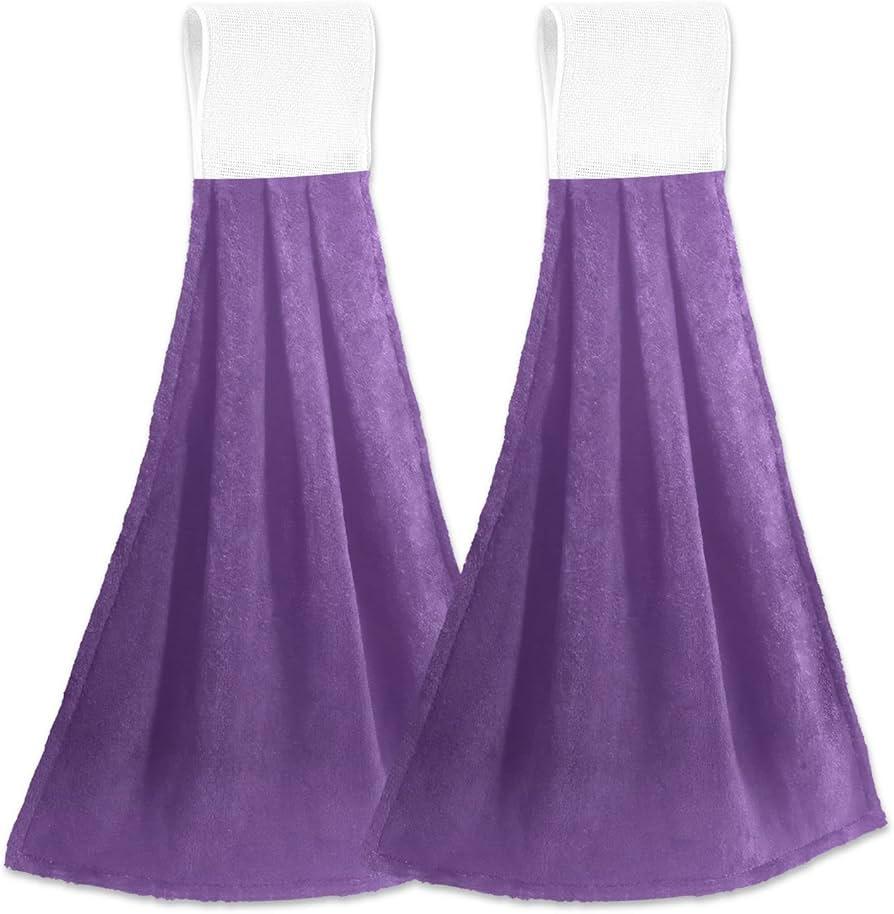 Hanging Tie Towels Set of 2, Absorbent Hand Towels Tea Bar Dish Dry Towels for Kitchen Bathroom Home Decor, 14 x18.2 inch