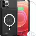 iPhone 12/12 Pro Battery Case, Upgraded 10000mAh Rechargeable Portable Charging Case with Wireless Charging Compatibility for iPhone 12/12 Pro (6.1 inch) with Carplay Battery Pack Charger Case (Black)