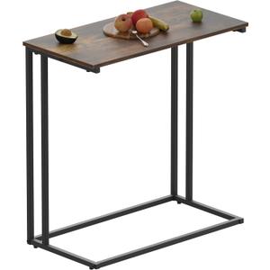 C-Shaped Side Table, Modern End Table with Metal Frame, Space Saving Design for Living RoomLarge Surface Couch Table for Bedroom, and Home Office24 x 12 x 24 inches (Rustic Brown)