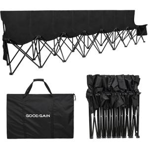 G GOOD GAIN Portable Soccer Bench,Team Bench Soccer 8 Seats with Bag,Black