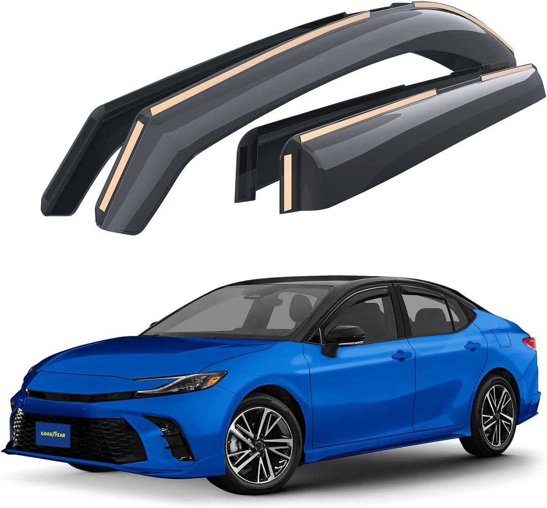 Goodyear Shatterproof in-Channel Window Deflectors for Toyota Camry 2025-2026 Sedan, Rain Guards, Window Visors for Cars, Vent Deflector, Car Accessories, 4 pcs - GY008060